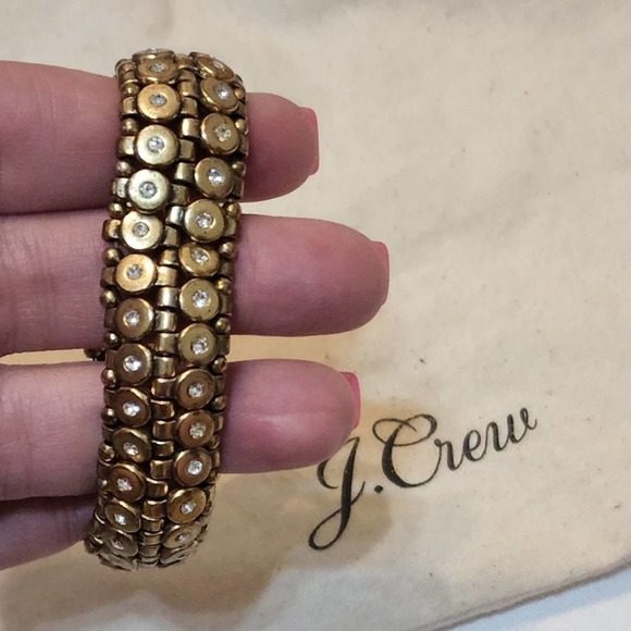 J. Crew brushed gold tone jeweled stretch bracelet - Picture 1 of 12